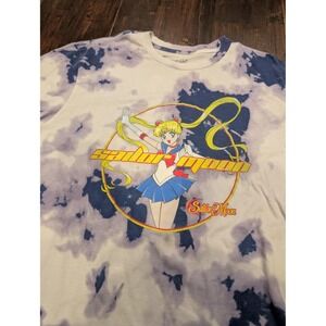 Sailor Moon Shirt Womens XL Tie Dye Graphic Anime Cartoon 100% Cotton Crewneck